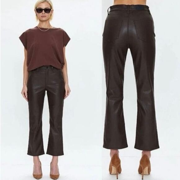Pistola Pants - Pistola Lennon High Rise Crop Boot Pant in Brown